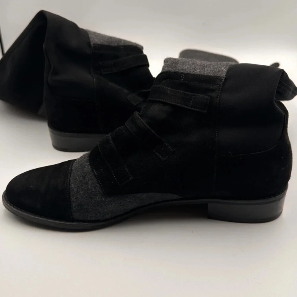 Stuart Weitzman Black & Gray 50/50 Textured Boots•Dark Academia•Steam Punk•Edgy - Picture 9 of 16